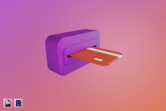 ATM Card 3D Illustration for Design Projects