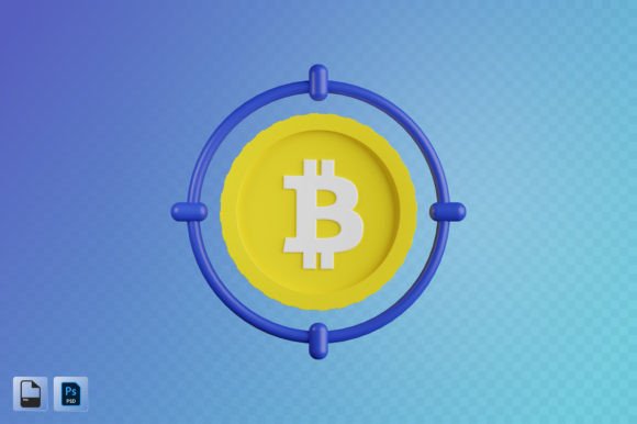 Bitcoin Target 3D Illustration for Design Projects