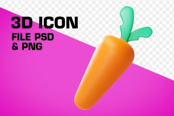 Carrot Icon: A Minimalist 3D Design for Modern Digital Projects