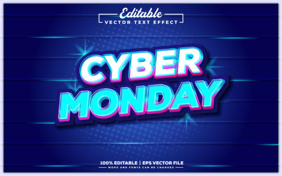 Cyber Monday Editable 3D Text Effect for Adobe Illustrator