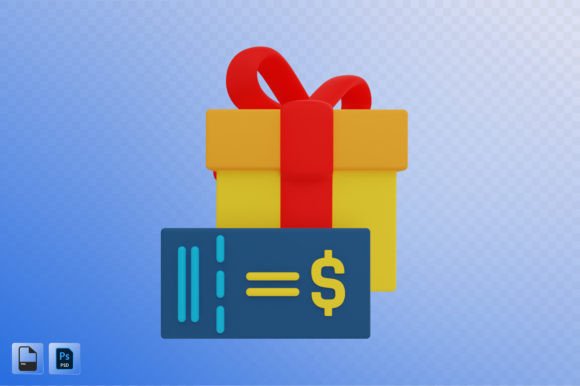 Gift Card 3D Illustration for Design Projects