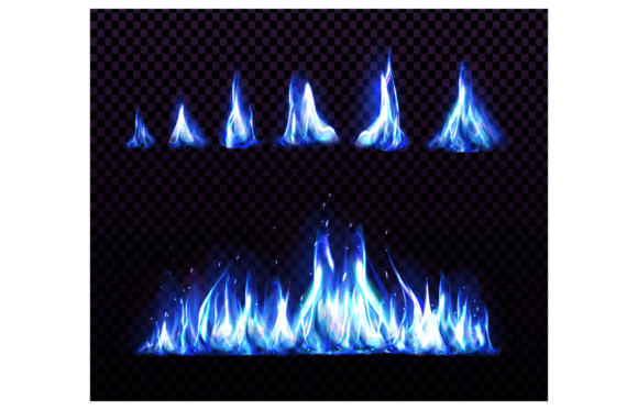 Realistic Blue Fire Set for Animation