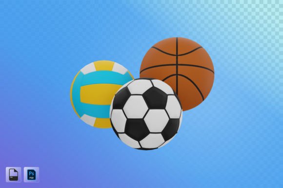 Sports Balls 3D Illustration: A Dynamic Asset for Modern Design Projects